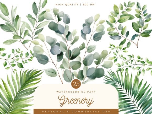 Download Watercolor Greenery Clipart Bundle - Greenery Collection