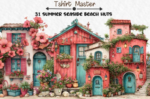 Download Summer Seaside Beach Huts Clipart - Seaside Collection
