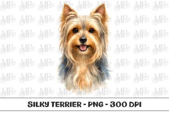 Download Silky Terrier Watercolor Portrait PNG - Premium Resources