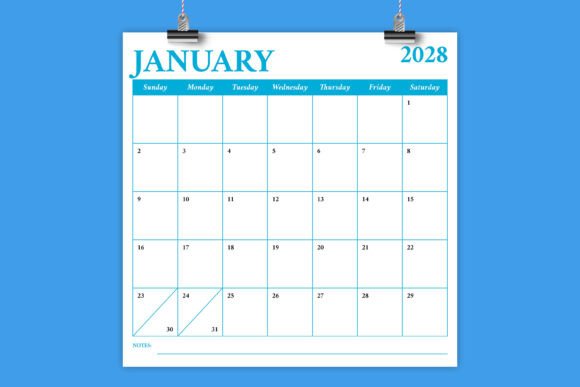 Download 2028 12x12 Inch COLOR Calendar Template - 12x12 inch Collection