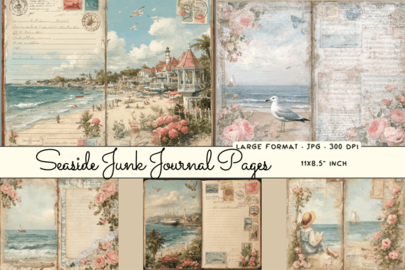 Download Seaside Junk Journal Papers Kit - Seaside Collection
