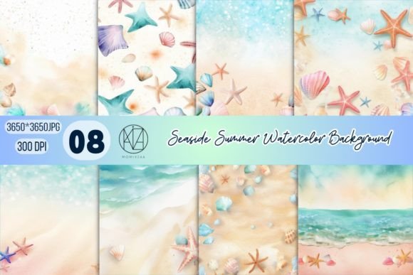 Download Seaside Summer Watercolor Background - Seaside Collection