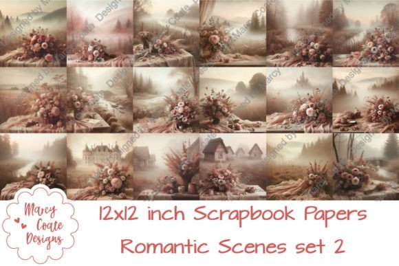 Download Set 2 Romantic Scenes 12x12 Inch Papers - 12x12 inch Collection