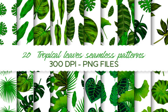 Download Tropical Leaves Seamless Pattern Set - Leaves seamless pattern Collection