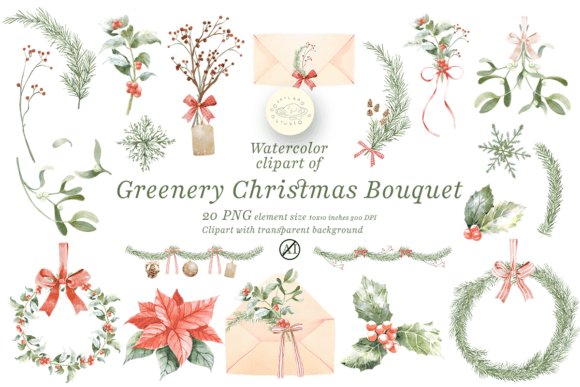 Download Watercolor Greenery Christmas Clipart - Greenery Collection